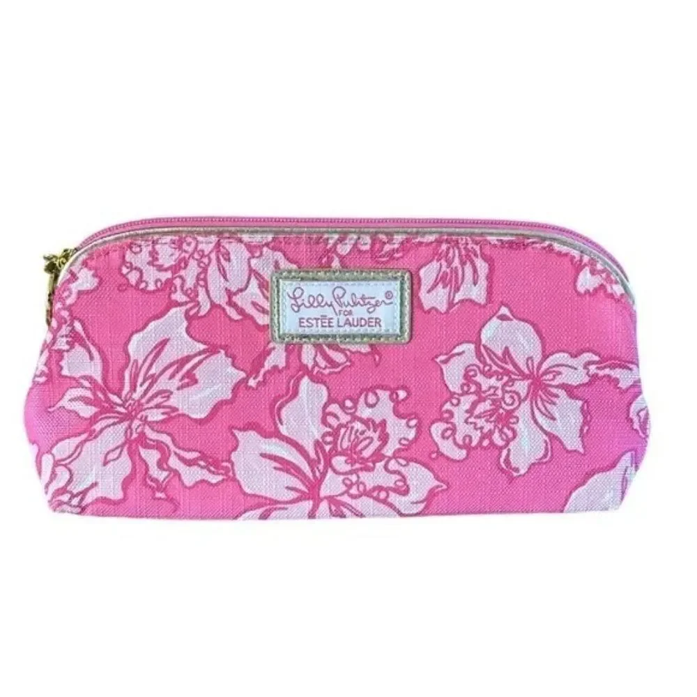 Lilly Pulitzer for Estee Lauder Pink Floral Travel Make-up Bag Pouch